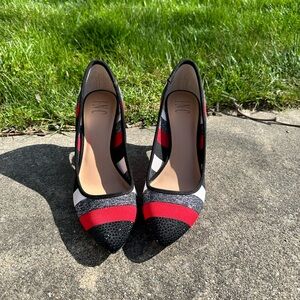 I.N.C. Red, White, Black Striped Fabric Pumps - Worn Only Once - Size 10M